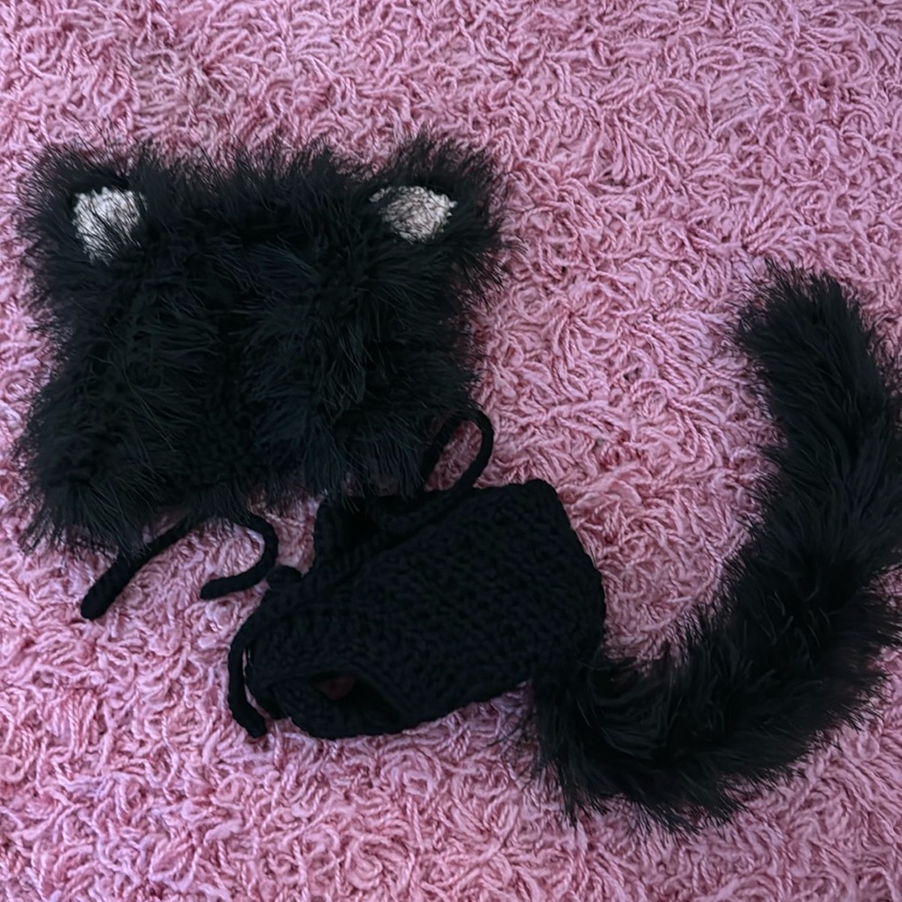 Used for a 5mont old, Etsy cat costume for baby, hat and diaper cover with tail.